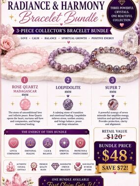 3-Piece Bracelet Bundle – Rose Quartz, Lepidolite & Super 7 (Pink & Purple)